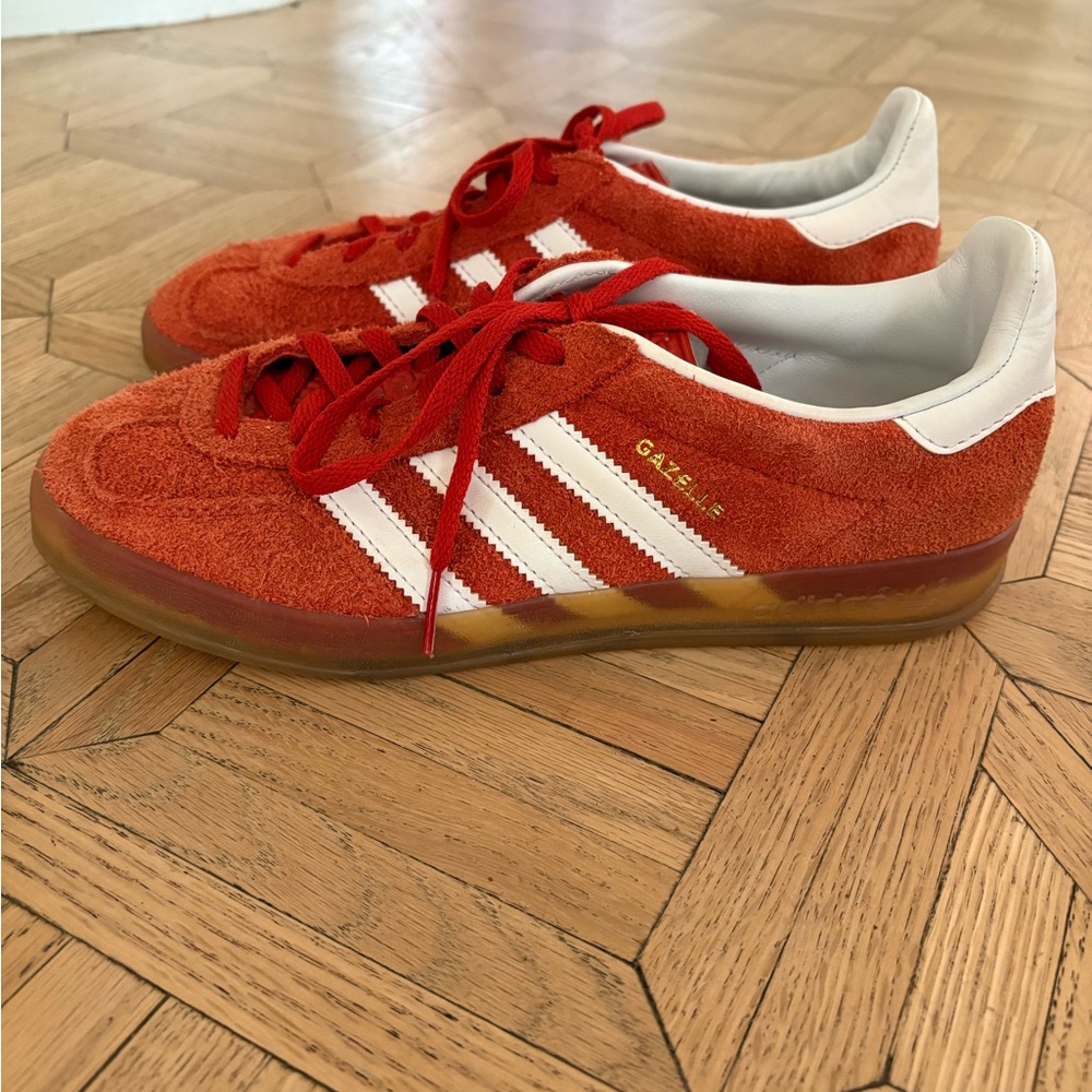 adidas Gazelle Suede Sneakers in red/Orange with White Stripes - Picture 3 of 6